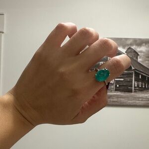 Sterling Silver and Green Gemstone Ring size 7